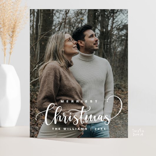 Stylish and Rustic, Merry Christmas Family Photo Briefkaart
