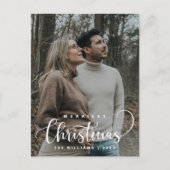Stylish and Rustic, Merry Christmas Family Photo Briefkaart (Voorkant)