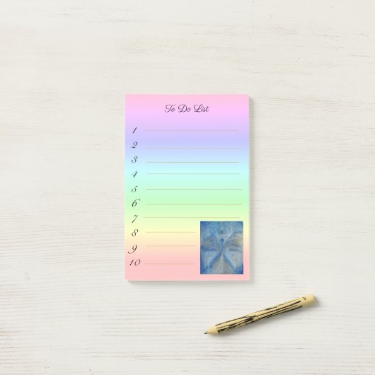 stylish angel Michael on rainbow gradient Post-it® Notes (Op bureau)