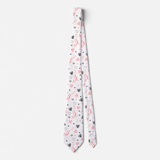 Stylish Anniversary Gift Tie Hand Drawn Hearts Stropdas (Voorkant)