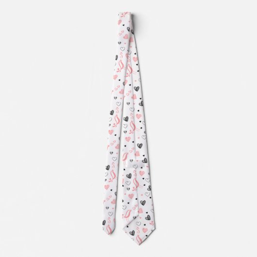 Stylish Anniversary Gift Tie Hand Drawn Hearts Stropdas (Achterkant)