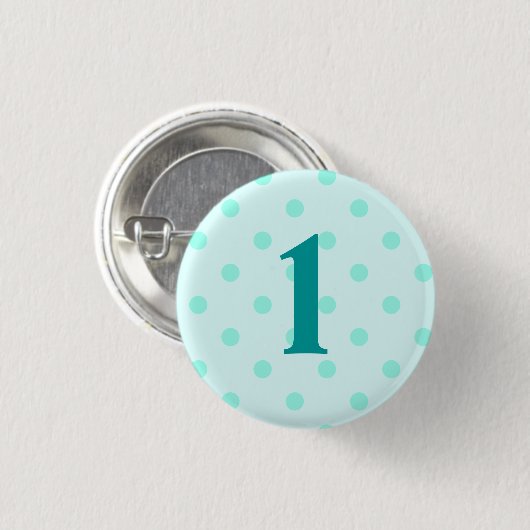 Stylish Aqua Polka Dots Age Ronde Button 3,2 Cm (Voorkant /achterkant)