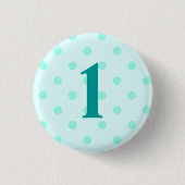 Stylish Aqua Polka Dots Age Ronde Button 3,2 Cm (Voorkant)