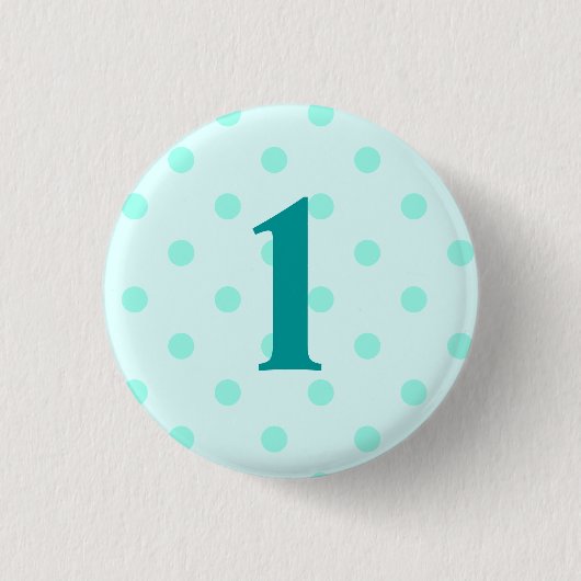 Stylish Aqua Polka Dots Age Ronde Button 3,2 Cm (Voorkant)
