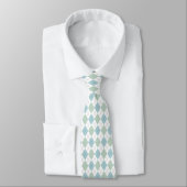 Stylish Aqua & Sea Foam Green Argyle Neck Tie Stropdas (Gebonden)