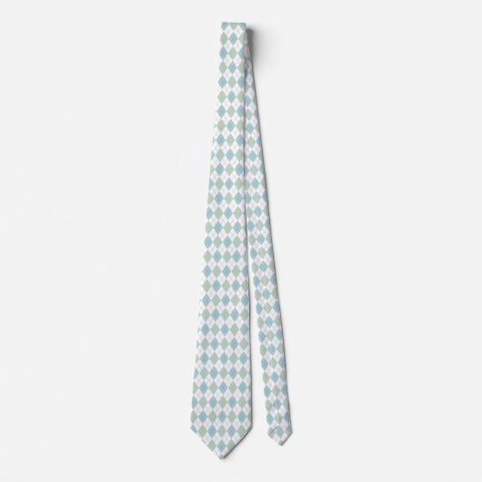 Stylish Aqua & Sea Foam Green Argyle Neck Tie Stropdas (Voorkant)
