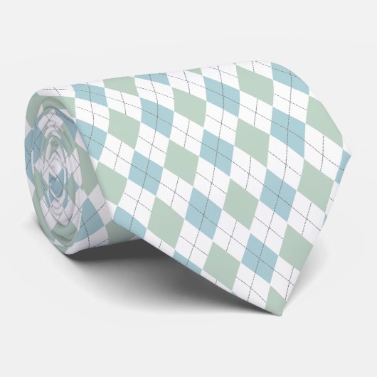 Stylish Aqua & Sea Foam Green Argyle Neck Tie Stropdas (Opgerold)