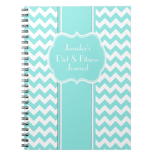 Stylish Aquamarine Chevron Custom Journal Notitieboek (Voorkant)