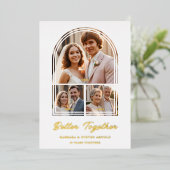 Stylish Arch 3 Photos Elegant Wedding Anniversary  Folie Uitnodiging (Staand Voorkant)