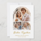 Stylish Arch 3 Photos Elegant Wedding Anniversary Kaart (Voorkant)