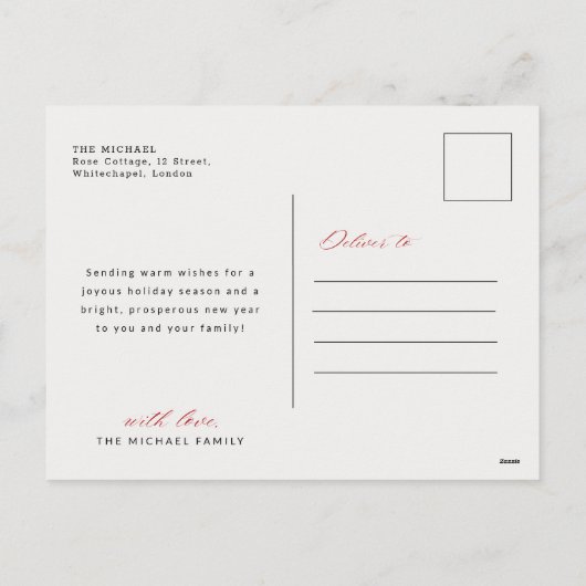 Stylish Arch Photo Christmas Holiday Postcard Feestdagenkaart (Achterkant)