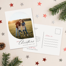 Stylish Arch Photo Christmas Holiday Postcard