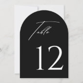 Stylish Arched Black & White Table Number  Kaart (Voorkant)