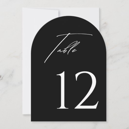 Stylish Arched Black & White Table Number  Kaart (Voorkant)