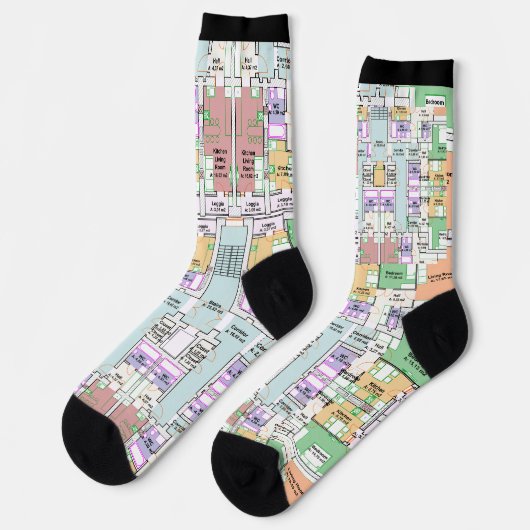 Stylish Architectural Blueprint Socks Sokken (Links)