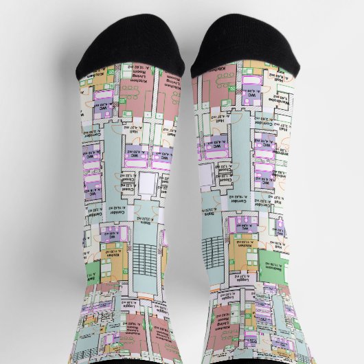Stylish Architectural Blueprint Socks Sokken (Top)