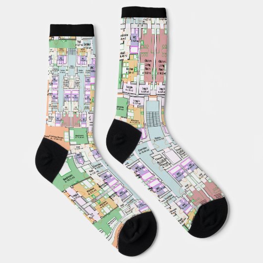 Stylish Architectural Blueprint Socks Sokken (Rechts)