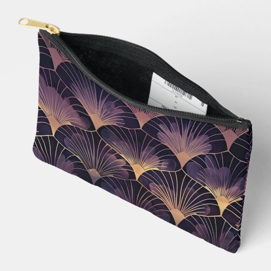 Stylish Art Deco Fans in Purple Etui (Open)