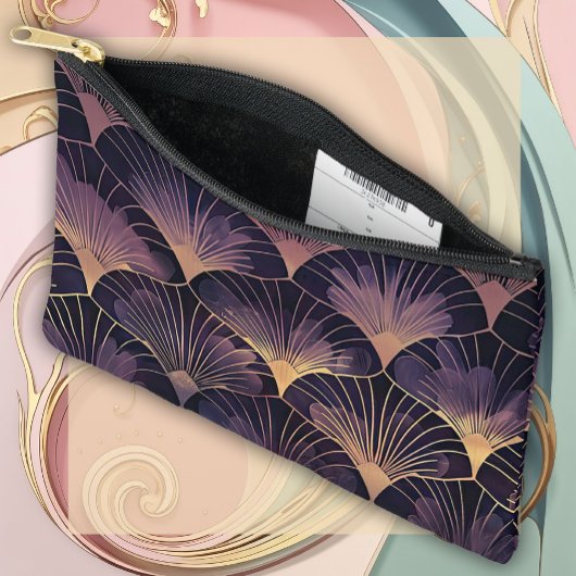 Stylish Art Deco Fans in Purple Etui