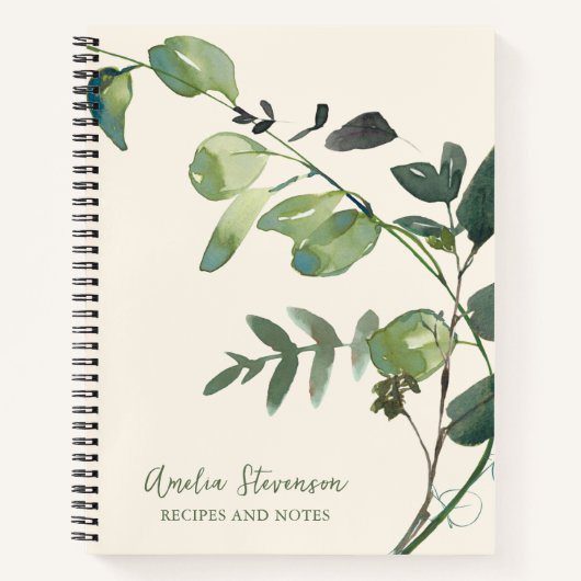 Stylish Autumn Botanical Greenery Name Recipe Notitieboek (Voorkant)