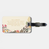 Stylish Autumn Floral Wreath Monogrammed Name Bagagelabel (Achterkant horizontaal)