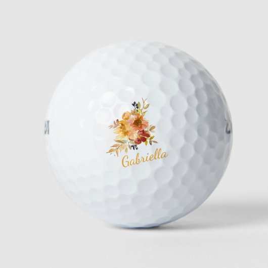 Stylish Autumn Herfst Waterverf Floral Personalize Golfballen (Voorkant)