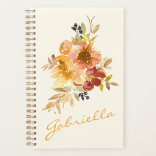 Stylish Autumn Herfst Waterverf Floral Personalize Planner