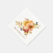 Stylish Autumn Herfst Waterverf Floral Personalize Servet (Hoek)