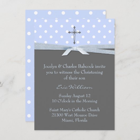 Stylish Baby Boy Christening Uitnodiging (Voorkant / Achterkant)