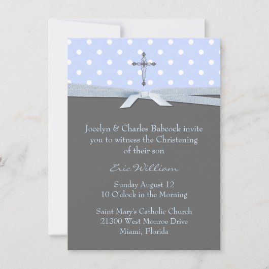 Stylish Baby Boy Christening Uitnodiging (Voorkant)