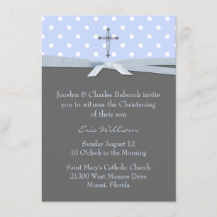Stylish Baby Boy Christening Uitnodiging