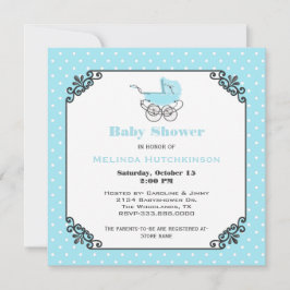 Stylish Baby Boy Polka Dot Baby shower Invitation Kaart