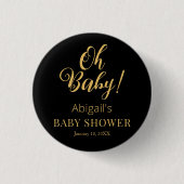 Stylish Baby Shower Button with Personalized Text (Voorkant)