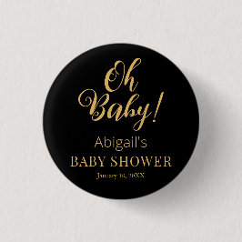 Stylish Baby Shower Button with Personalized Text
