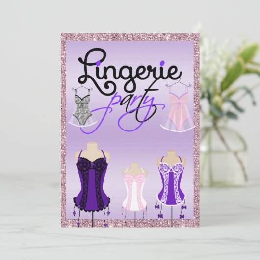Stylish Bachelorette Lingerie Party Kaart (Staand voorkant)