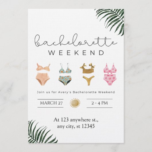 Stylish Bachelorette Weekend Getaway Invitation Kaart (Voorkant)