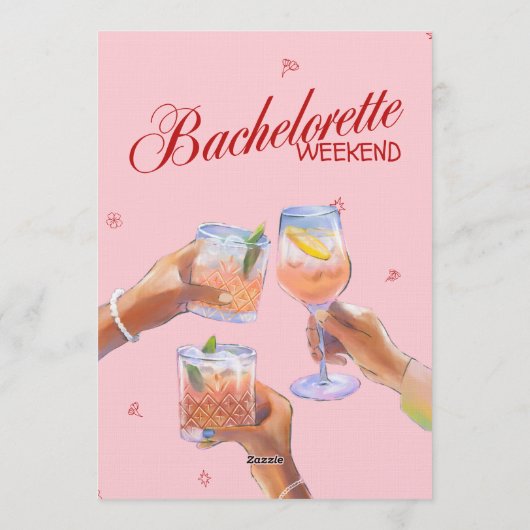 Stylish Bachelorette Weekend Invitation for Bride Kaart (Achterkant)