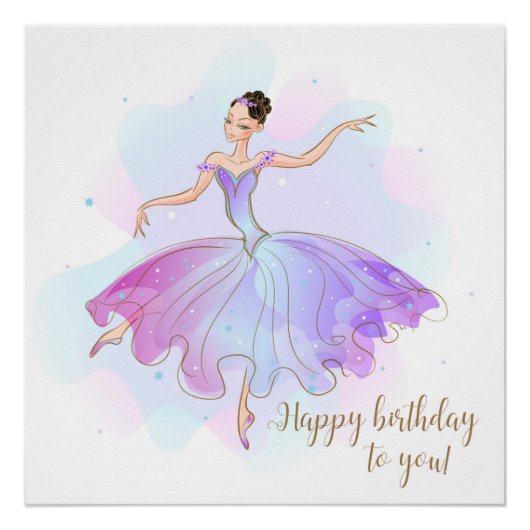 Stylish Ballerina Birthday Wishes | Geboortedag Perfect Poster (Voorkant)