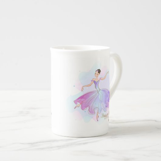 Stylish Ballerina Birthday Wishes | Geboortedag Porselein Kop (Voorkant rechts)