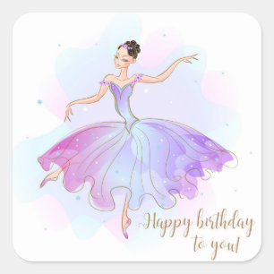 Stylish Ballerina Birthday Wishes Geboortedag Vierkante Sticker