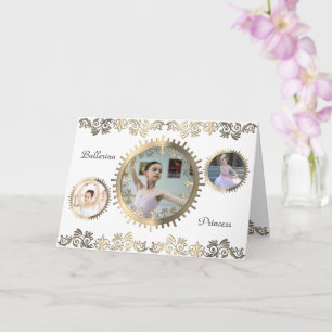 Stylish Ballerina Personalized Photo Collage Card Kaart