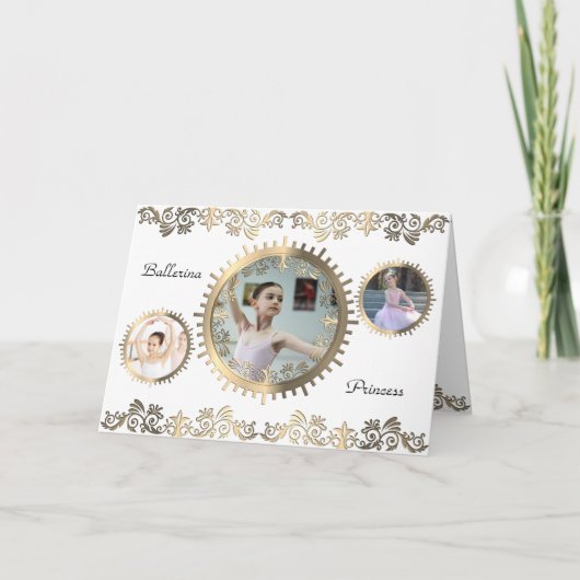 Stylish Ballerina Personalized Photo Collage Card Kaart (Voorkant)