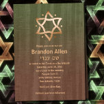 Stylish Bar Mitzvah Wooden Green Brown Copper Star Kaart<br><div class="desc">Designed by Carrie Fink.  Printed and shipped by Zazzle or their partners.</div>
