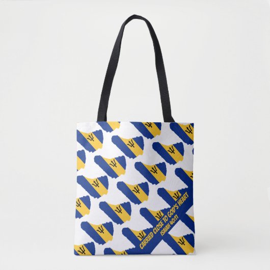 Stylish BARBADOS FLAG God's Heart Isaiah 40 Tote Bag (Voorkant)