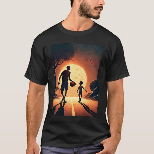 Stylish Basketball Enthusiasts Father and Son Play T-shirt (Voorkant)