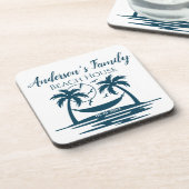 Stylish Beach House Palm Tree Hammock Familienaam Bier Onderzetter (Linkerzijde)