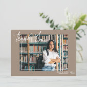 Stylish Beige | 2 Foto Afstuderen - Hartelijk dank Bedankkaart (Staand voorkant)