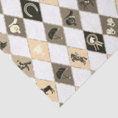 Stylish Beige Cream Equestrian Diamond Pattern Tissuepapier (Detail)