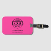 Stylish Bight Pink Corporate Company Business Logo Bagagelabel (Voorkant (horizontaal))