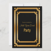 Stylish Black and Golden Lijst Invitation Kaart (Voorkant)